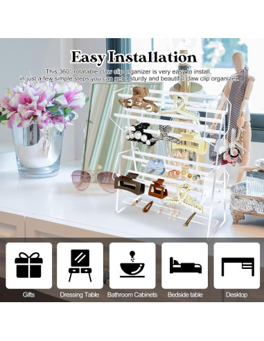 Organizador de Clips de Cabello KKONHII Acrílico Transparente 40x30x13cm