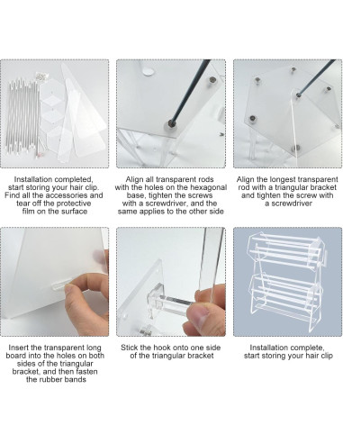 Organizador de Clips de Cabello KKONHII Acrílico Transparente 40x30x13cm