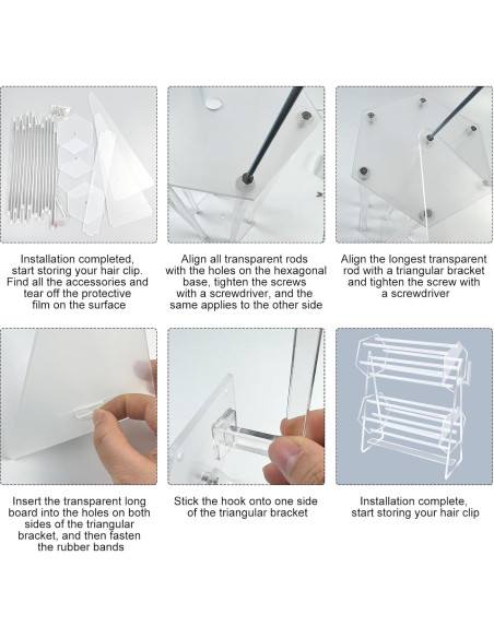 Organizador de Clips de Cabello KKONHII Acrílico Transparente 40x30x13cm