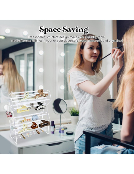 Organizador de Clips de Cabello KKONHII Acrílico Transparente 40x30x13cm