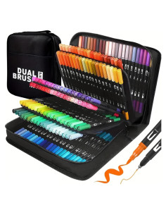 Marcadores de Doble Punta Ccfoud 168 Colores Fineliner y Pincel