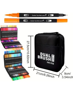 Marcadores de Doble Punta Ccfoud 168 Colores Fineliner y Pincel 2