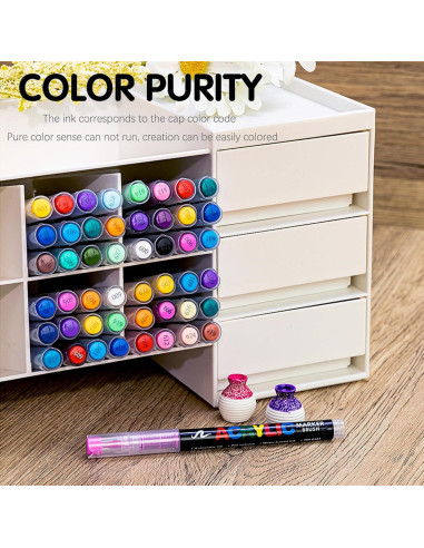 36 Marcadores de Pintura Acrílica KsopiaVobs - Punta Fina, Multicolor