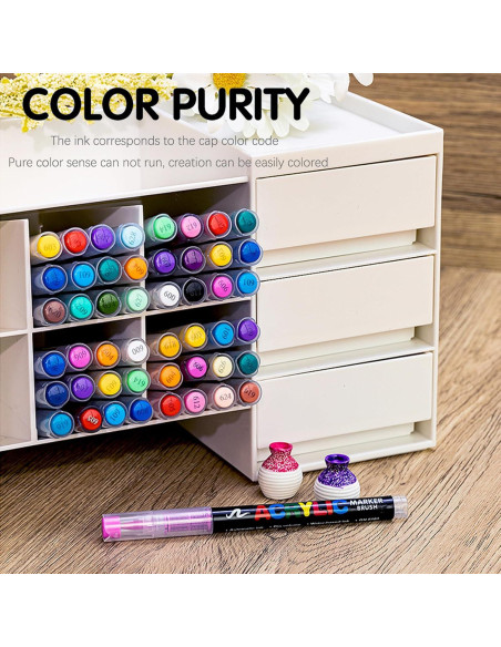 36 Marcadores de Pintura Acrílica KsopiaVobs - Punta Fina, Multicolor