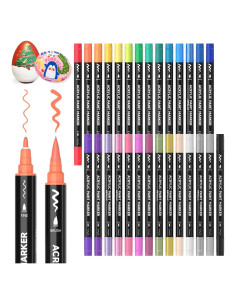Marcadores de Pintura Acrílica Shuttle Art 28 Colores Doble Punta