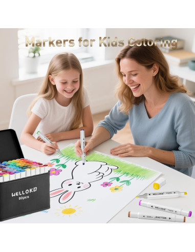 Marcadores de Alcohol WELLOKB 80 Colores Doble Punta Permanentes