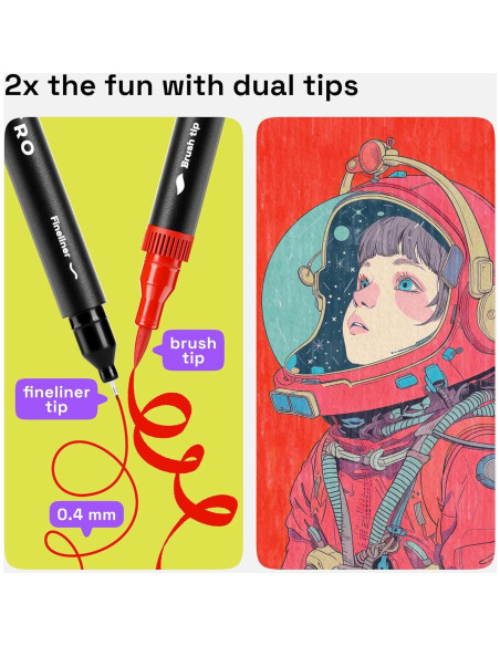 ARTISTRO 36 Marcadores de Pincel y Fineliner 0.4mm Multicolor