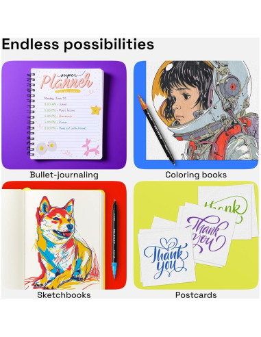 ARTISTRO 36 Marcadores de Pincel y Fineliner 0.4mm Multicolor