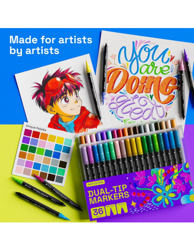 ARTISTRO 36 Marcadores de Pincel y Fineliner 0.4mm Multicolor