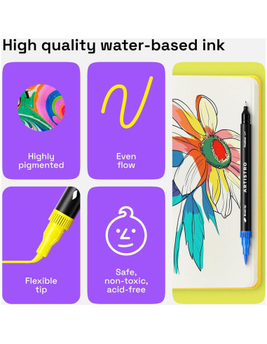 ARTISTRO 36 Marcadores de Pincel y Fineliner 0.4mm Multicolor