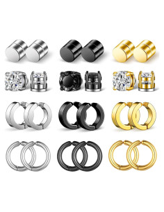 Set de Pendientes de Aro Magnético Aroncent - 12 Piezas 4mm