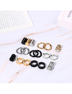 Set de Pendientes de Aro Magnético Aroncent - 12 Piezas 4mm 2