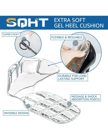 Empuñaduras para Talones SQHT Beige - 2 Pares, Gel Reutilizables