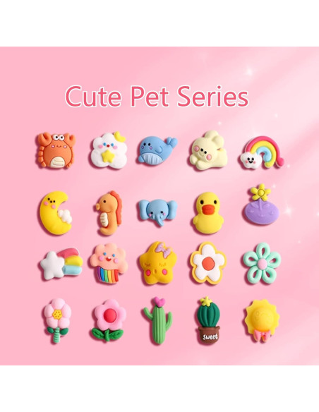 100 Charms de PVC para Zapatos - Diseños Animales y Frutas