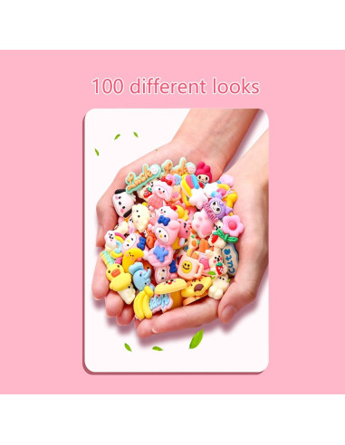 100 Charms de PVC para Zapatos - Diseños Animales y Frutas