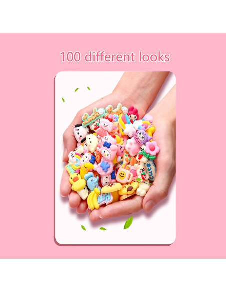 100 Charms de PVC para Zapatos - Diseños Animales y Frutas