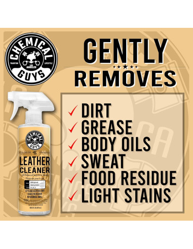 Limpiador de Cuero Chemical Guys 473 ml - Sin Olor y Efectivo