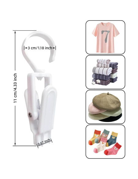 20 Clips Colgantes Blancos Genéricos 10.9 cm Super Fuertes