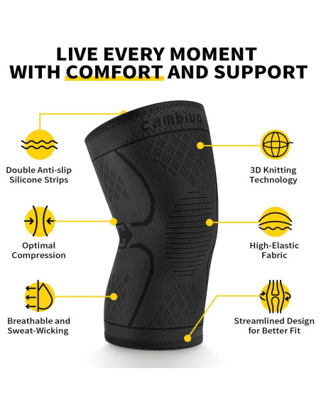 Rodilleras de Compresión CAMBIVO para Alivio de Dolor - Mediano Negro