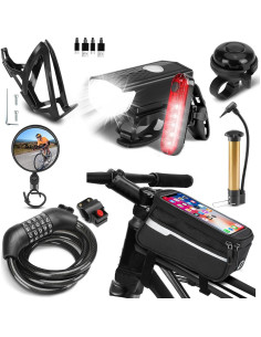 Juego de Accesorios para Bicicleta SODPE - 8 Piezas, Luces USB 2