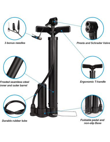 Bomba de Bicicleta HOMEE Portátil 130Psi Doble Válvula
