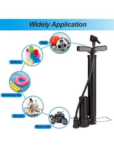 Bomba de Bicicleta HOMEE Portátil 130Psi Doble Válvula