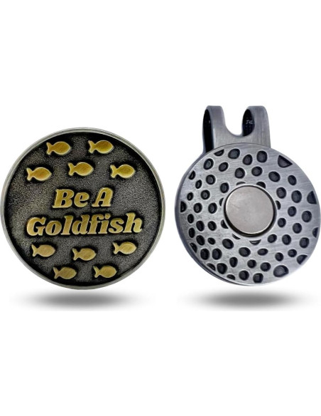 Marcador de Pelota de Golf Magnético Pez Dorado Metal Completo