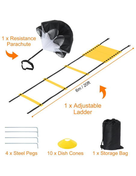 Kit de Entrenamiento de Velocidad PATIKIL con Escalera 6m Kit de Entrenamiento de Velocidad PATIKIL con Escalera 6m