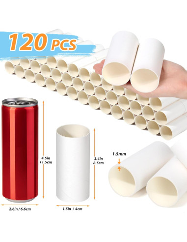 120 Tubos de Cartón para Manualidades MAPVOLUT 8.5 cm Blanco