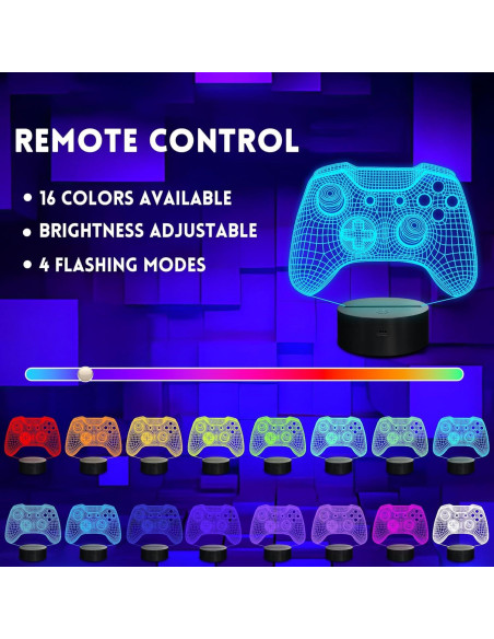 Lámpara Nocturna 3D Gamepad LED Okayera con Control Remoto