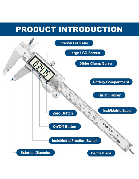 Calibrador Digital QDXMD de Acero Inoxidable 150 mm LCD