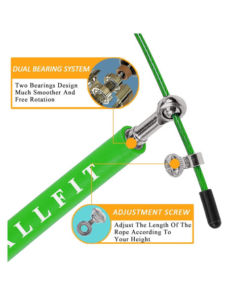 Cuerda de Salto Rápido Callfit 3.05m Ajustable Doble Rodamiento
