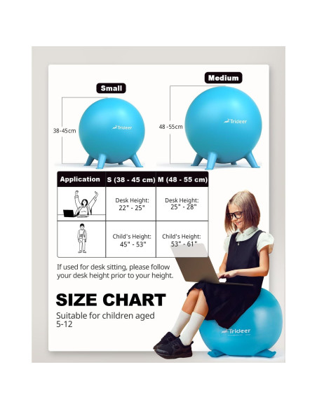 Silla de Pelota de Yoga Trideer 45cm Azul para Niños