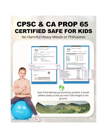 Silla de Pelota de Yoga Trideer 45cm Azul para Niños