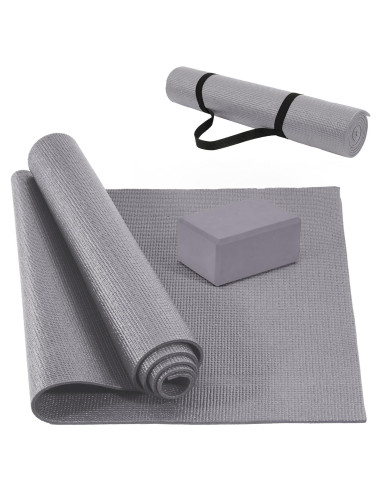 Esterilla de Yoga Fitvids 1/4'' Alta Densidad Antidesgarro Gris