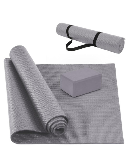 Esterilla de Yoga Fitvids 1/4'' Alta Densidad Antidesgarro Gris