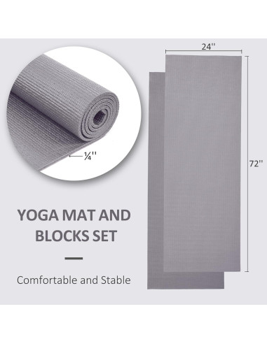 Esterilla de Yoga Fitvids 1/4'' Alta Densidad Antidesgarro Gris