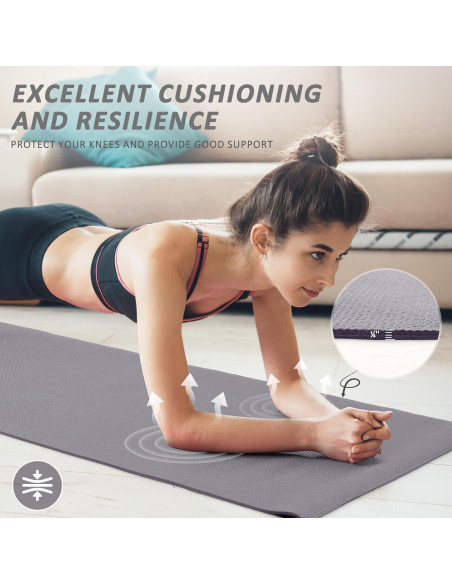 Esterilla de Yoga Fitvids 1/4'' Alta Densidad Antidesgarro Gris