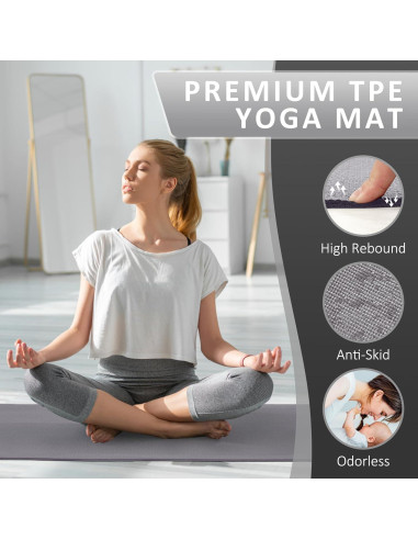 Esterilla de Yoga Fitvids 1/4'' Alta Densidad Antidesgarro Gris