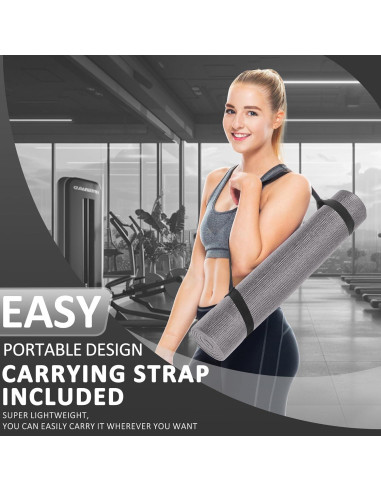 Esterilla de Yoga Fitvids 1/4'' Alta Densidad Antidesgarro Gris