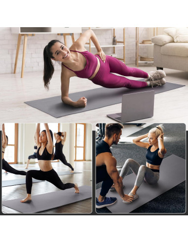 Esterilla de Yoga Fitvids 1/4'' Alta Densidad Antidesgarro Gris