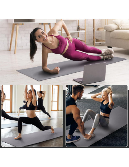 Esterilla de Yoga Fitvids 1/4'' Alta Densidad Antidesgarro Gris