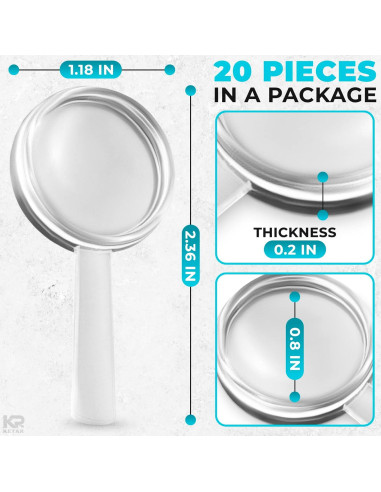 20 Mini Lupas de Plástico KETAR 3X para Lectura y Observación