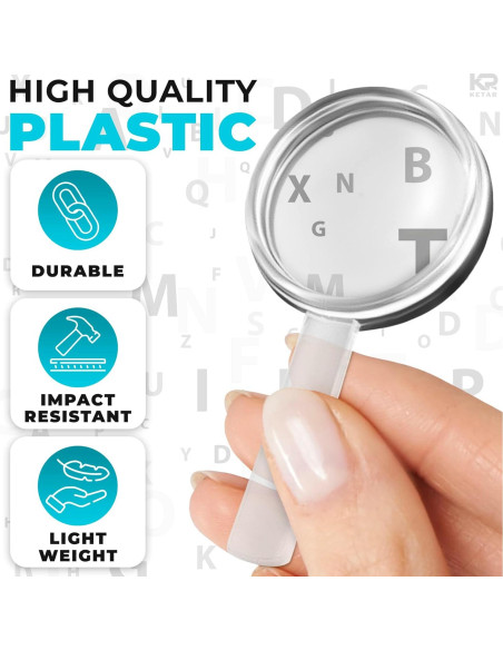 20 Mini Lupas de Plástico KETAR 3X para Lectura y Observación 20 Mini Lupas de Plástico KETAR 3X para Lectura y Observación