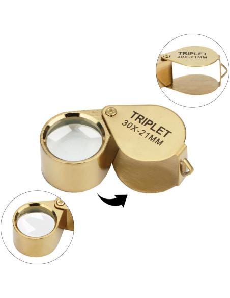 Lupa de bolsillo Rongon 30X con estuche retráctil 21mm