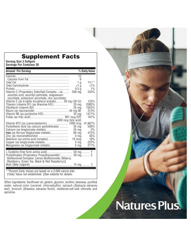 Suplemento de Hierro Hema-Plex NaturesPlus - 60 Gelatinas Veganas