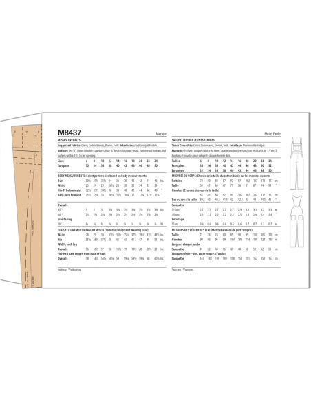 Patrón de Costura Overoles Dama McCall's M8437 Tallas 6-14
