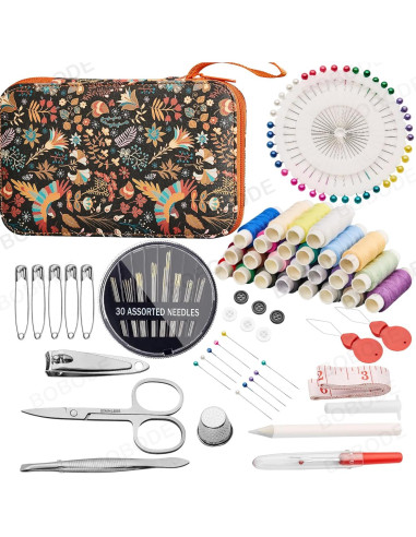 Kit de Costura 130 Piezas Bobode con Estuche PU para Viaje