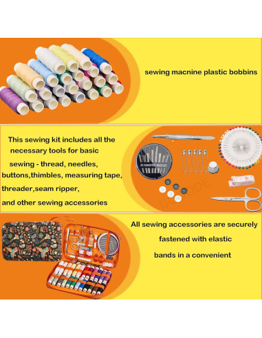 Kit de Costura 130 Piezas Bobode con Estuche PU para Viaje