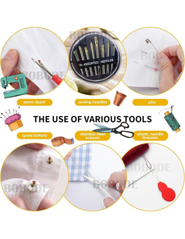 Kit de Costura 130 Piezas Bobode con Estuche PU para Viaje